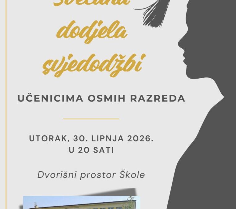 Svečana dodjela svjedodžbi učenicima 8.razreda